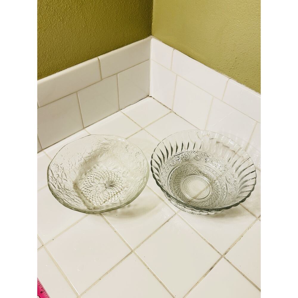 Set Of 2 Vintage Bowls With KIG Indonesia Cut Glass Bowl And